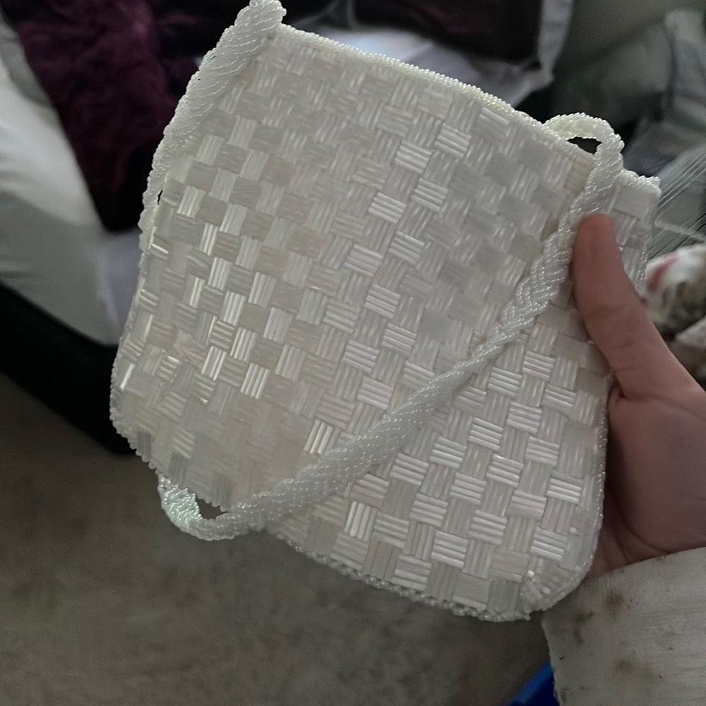Small All white Woven purse